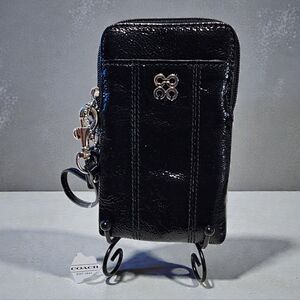 COACH Julia Black Patent Leather Phone Wristlet